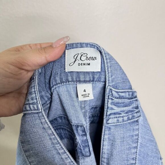 J. Crew Shorts Size 4 Cargo Denim Lightweight Blue Cuffed 6" Inseam Utility Flat - Picture 3 of 12